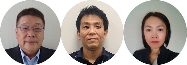 お話を伺ったみなさん（左から） 東洋インキ株式会社 技術センター テクニカルソリューションセンター センター長　細井 功さん 東洋インキ株式会社 グローバルビジネス本部 ITプロモーション課　武井 大介さん 東洋インキSCホールディングス株式会社 グループ広報室　水谷 真由美さん