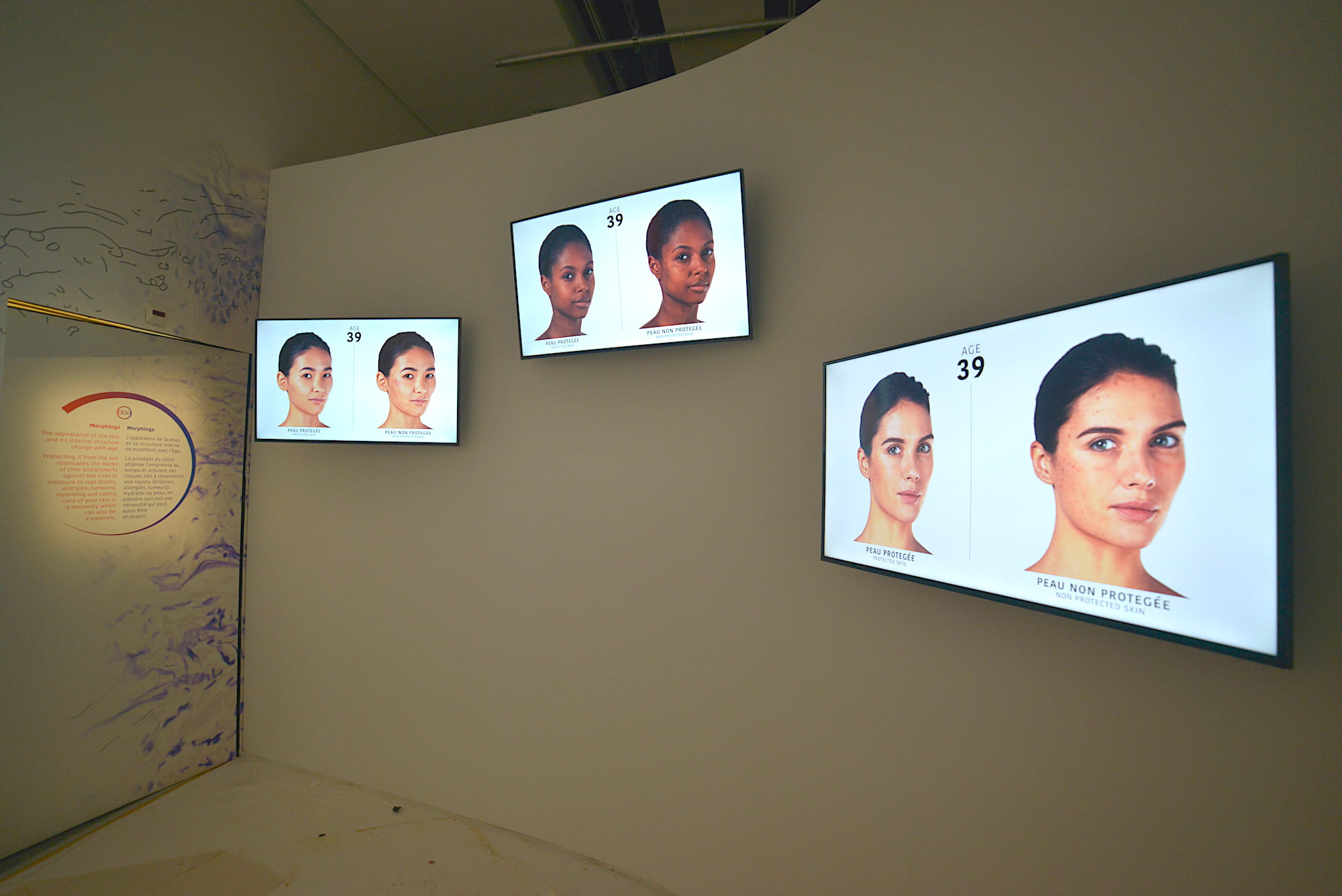 肌を保護した場合、していない場合の経年シミュレーション ©L’Oréal