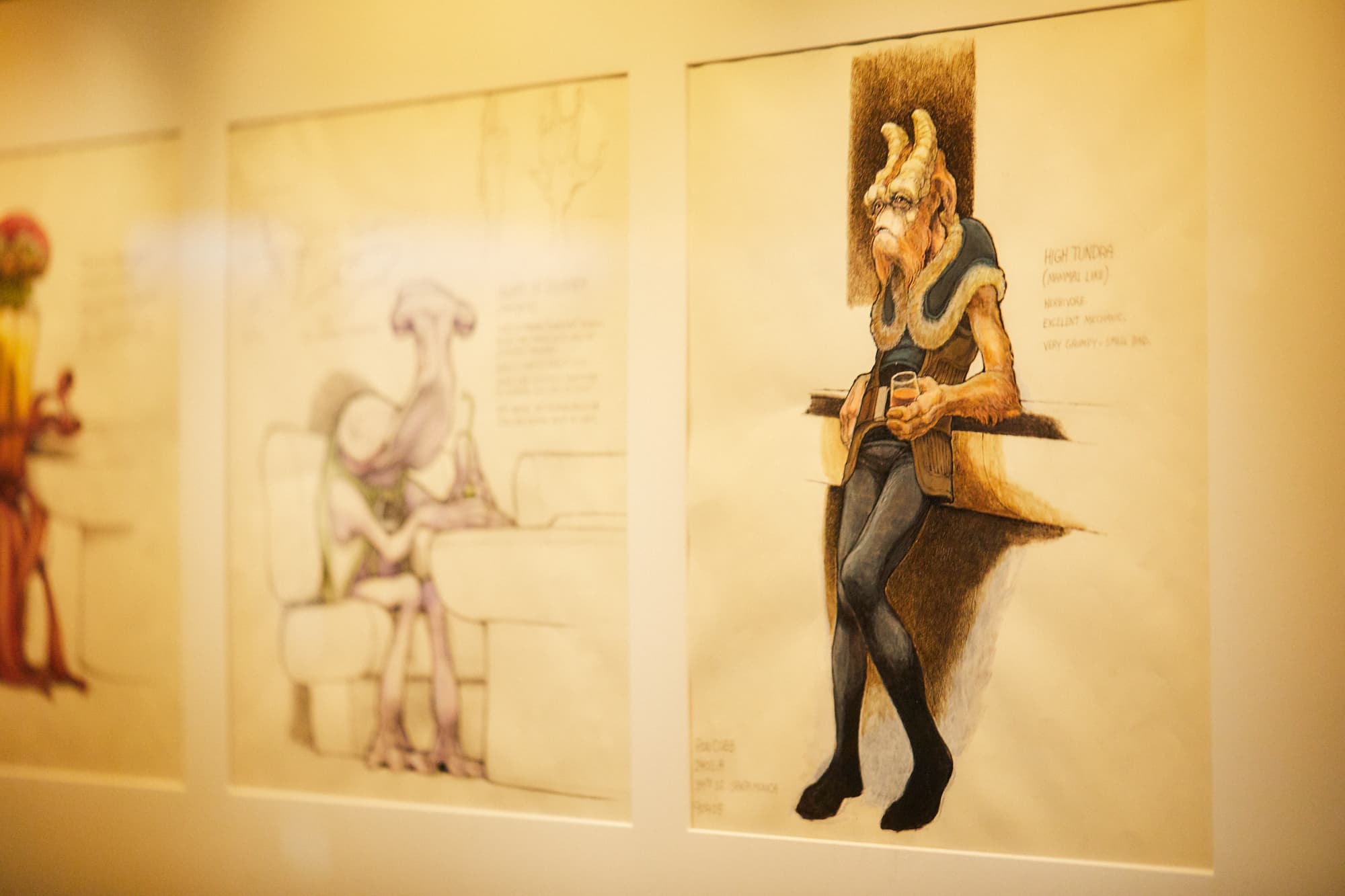 レプリカから劇中で実際に使われた小道具や衣裳まで、貴重なコンセプト・アート（設定画）とともに200点以上を展示。多くの美術作品は今後、ロサンゼルスに設立される「ルーカスフィルム・ミュージアム」への収蔵が決まっているため、日本でこの規模の展示が見られるのは最後の機会だという